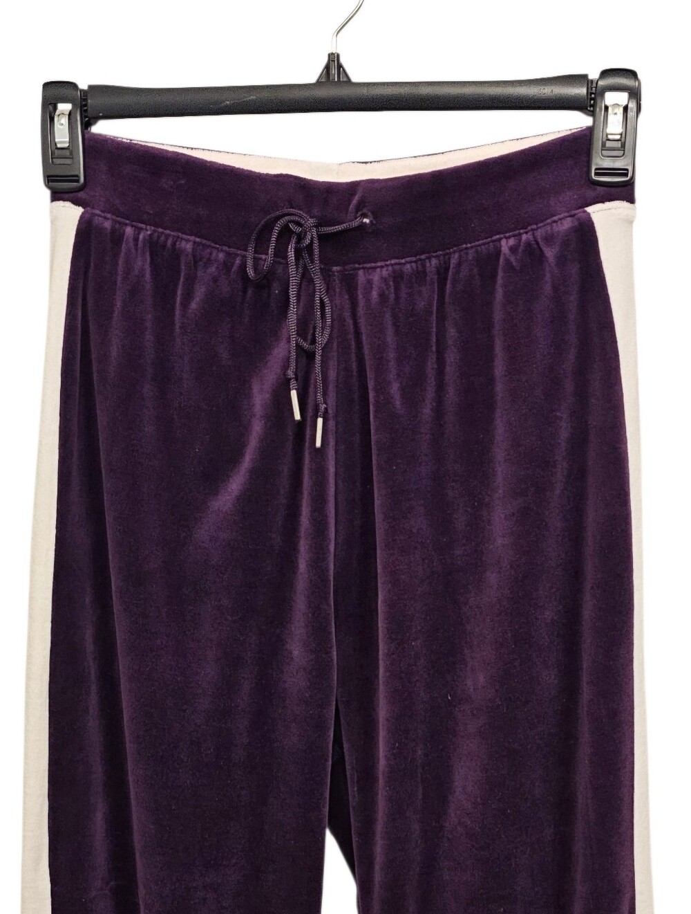 Erika Purple Velour Track Pants with Cream Side Stripes - Picture 3 of 7